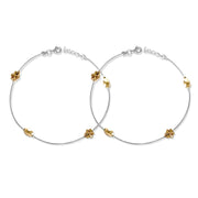 Taraash 925 Silver Floral Rose Gold Plated Anklet For Women - Taraash