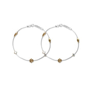 Taraash 925 Silver Floral Rose Gold Plated Anklet For Women - Taraash