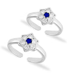 Load image into Gallery viewer, Taraash 925 Silver Floral White Blue CZ Toe Ring For Women - Taraash