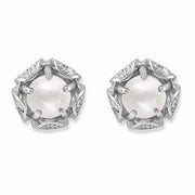 Taraash 925 Silver Floral White CZ Pearl Earring For Women - Taraash