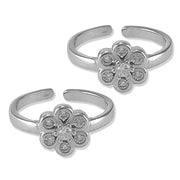 Taraash 925 Silver Floral White CZ Toe Ring For Women - Taraash