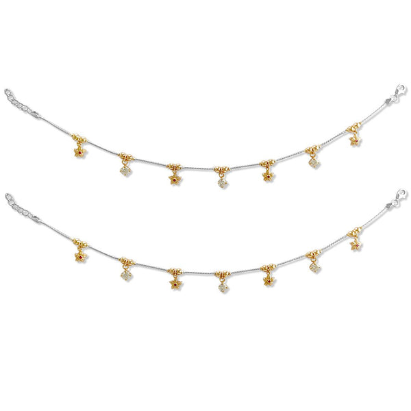 Taraash 925 Silver Flower CZ Rose Gold Plated Anklet For Women - Taraash
