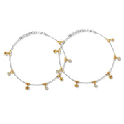 Taraash 925 Silver Flower CZ Rose Gold Plated Anklet For Women - Taraash