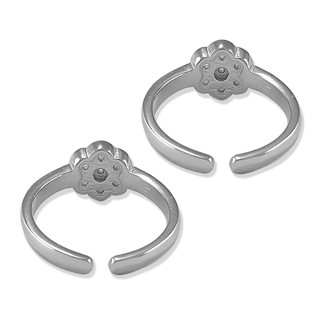Taraash 925 Silver Flower White CZ Toe Ring For Women - Taraash