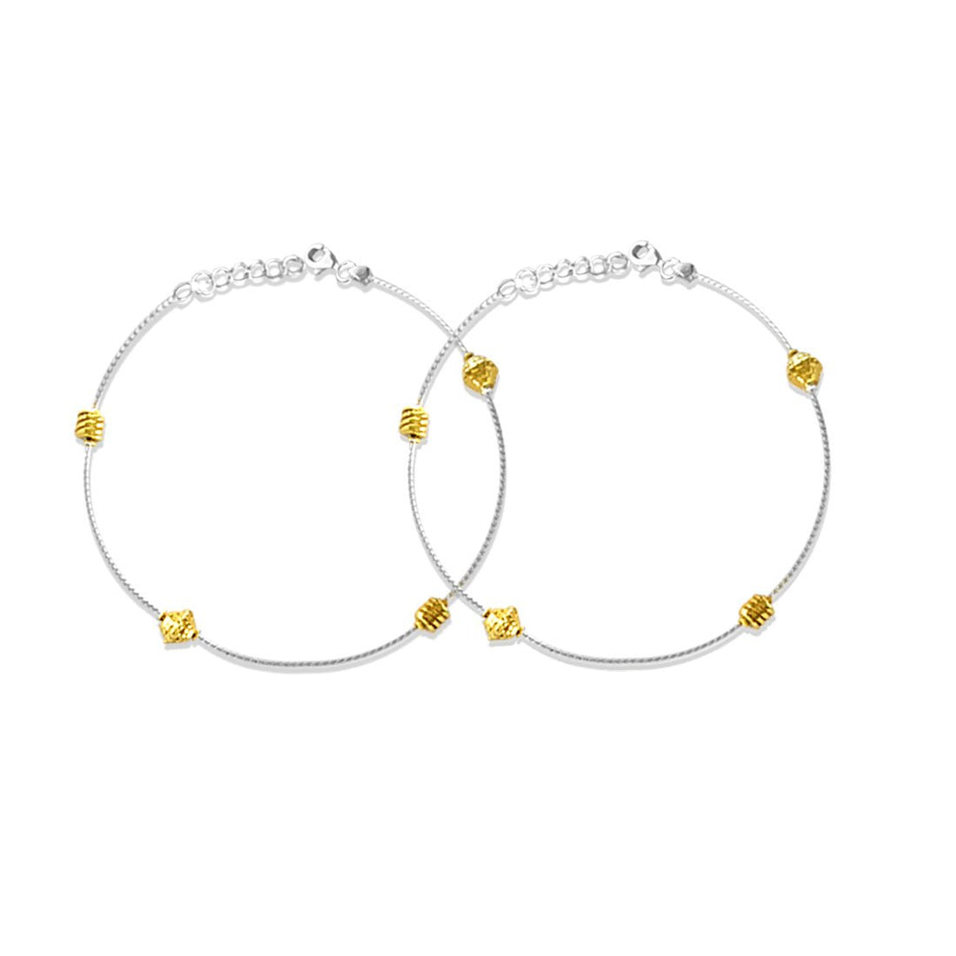 Taraash 925 Silver Gold Plated Bead Anklet For Women - Taraash
