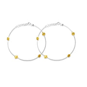 Taraash 925 Silver Gold Plated Bead Anklet For Women - Taraash