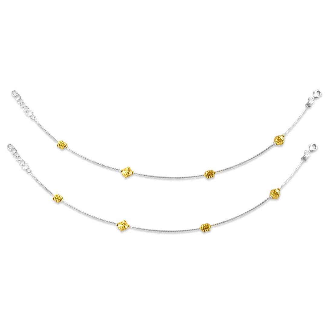 Taraash 925 Silver Gold Plated Bead Anklet For Women - Taraash