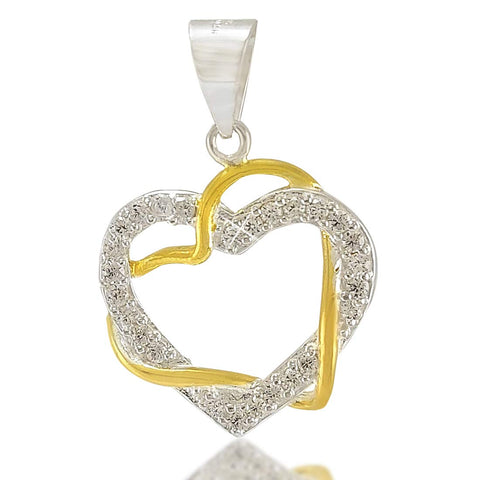 Taraash 925 Silver Gold Plated CZ Heart Pendant For Women - Taraash