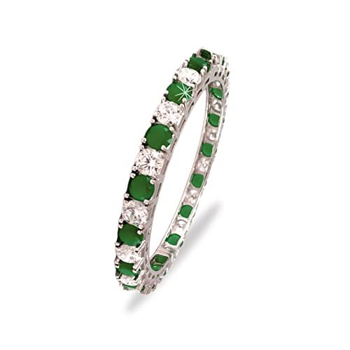 Taraash 925 Silver Green and White Cz Matrix Tennis Bangle - Taraash
