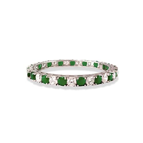 Taraash 925 Silver Green and White Cz Matrix Tennis Bangle - Taraash