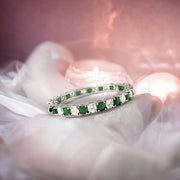 Taraash 925 Silver Green and White Cz Matrix Tennis Bangle - Taraash
