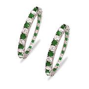 Taraash 925 Silver Green and White Cz Matrix Tennis Bangles (Set of 2) - Taraash