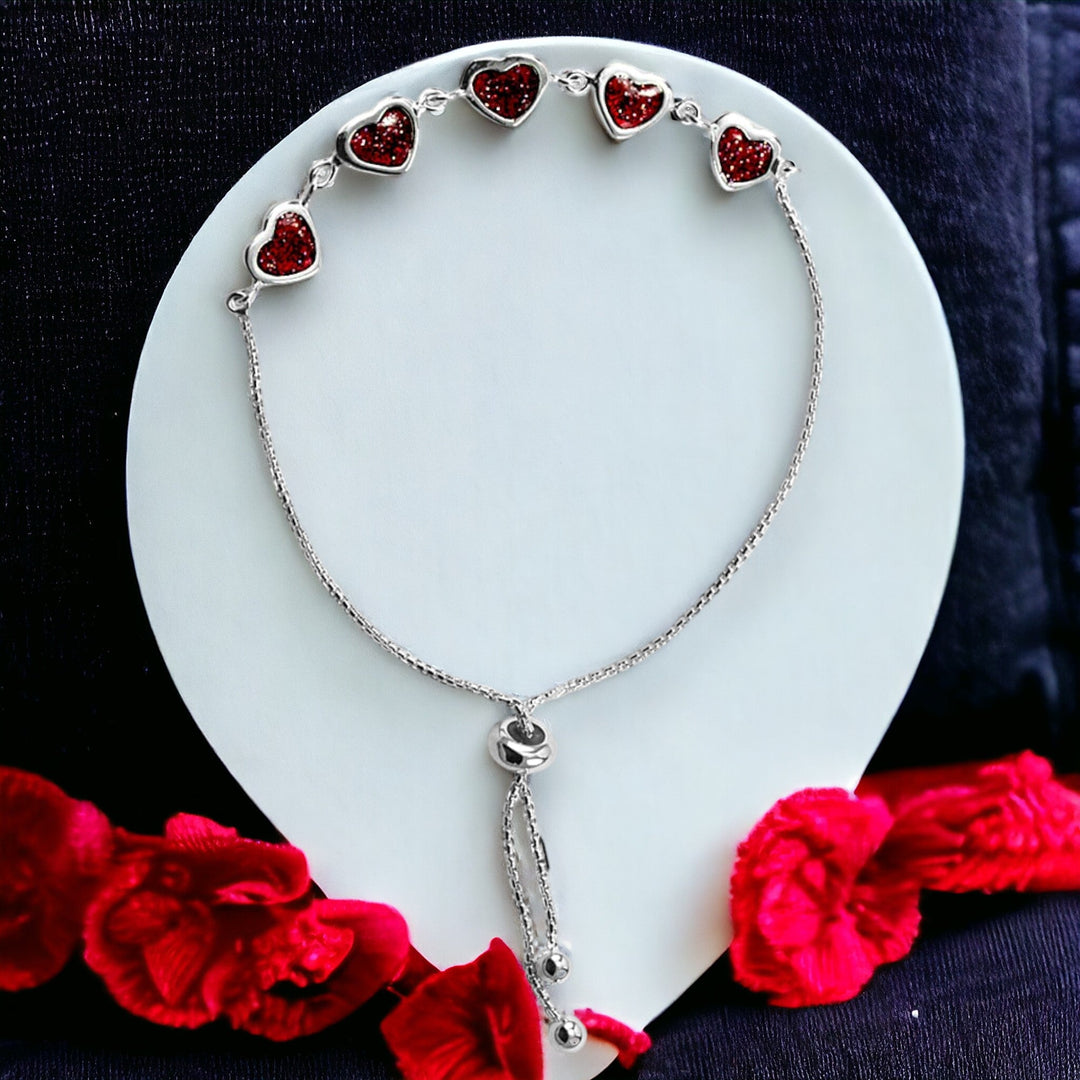 Taraash 925 Silver Heart Adjustable Bracelet For Girls - Taraash