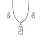 Taraash 925 Silver Heart Design Pendant Set For Women - Taraash