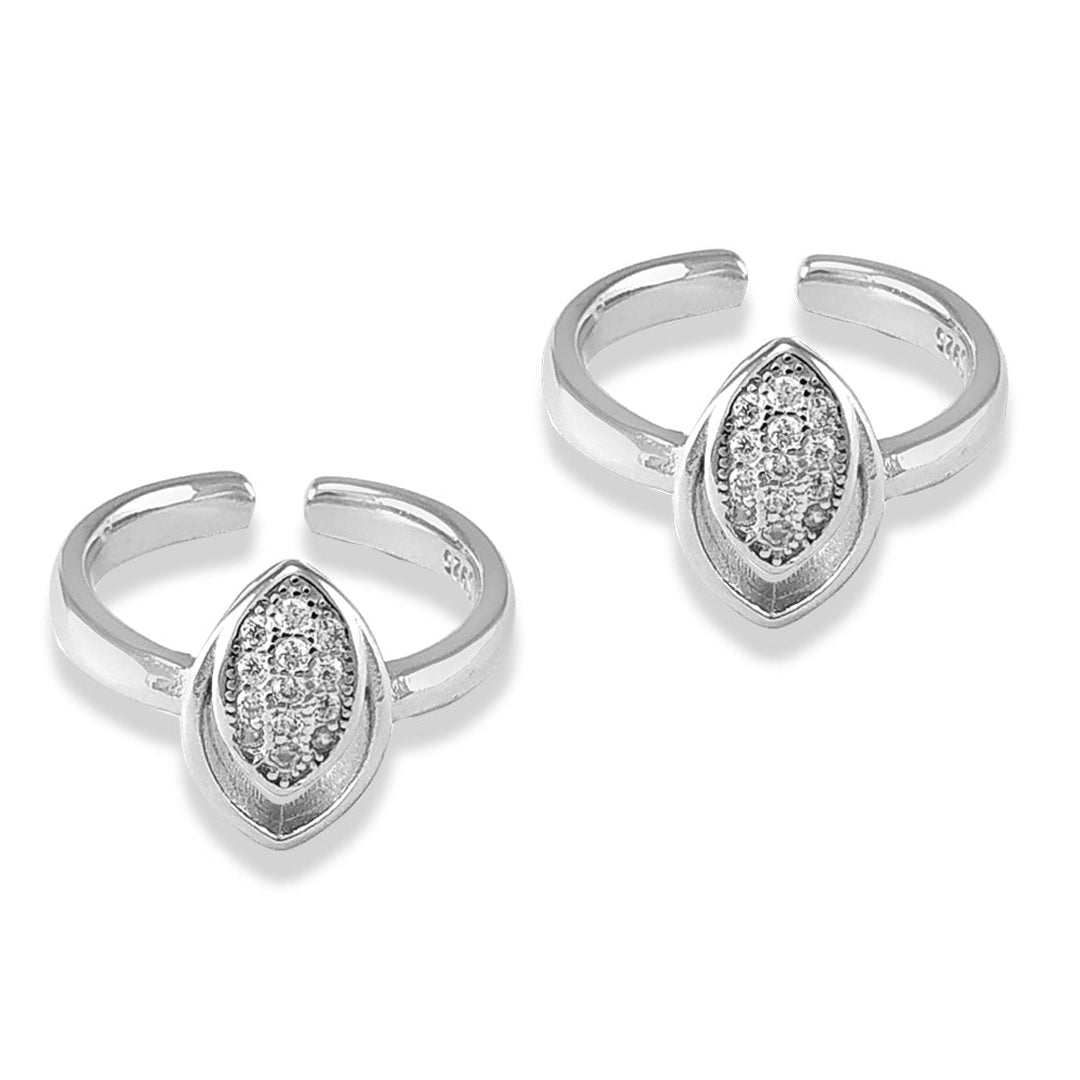 Taraash 925 Silver Leaf shape Design CZ Toe Ring For Women - Taraash