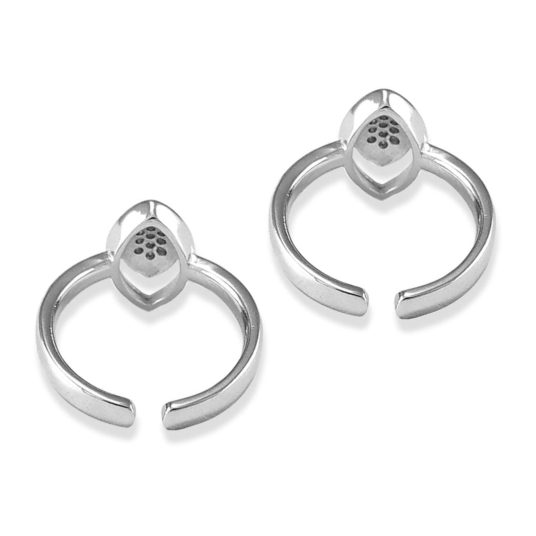 Taraash 925 Silver Leaf shape Design CZ Toe Ring For Women - Taraash