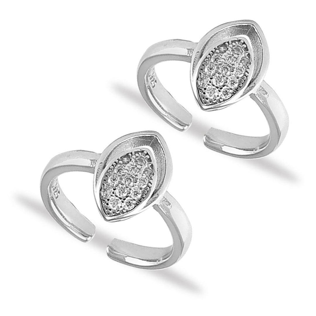 Taraash 925 Silver Leaf shape Design CZ Toe Ring For Women - Taraash