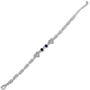 Taraash 925 Silver Lovely Heart White and Blue CZ Bracelet For Women - Taraash