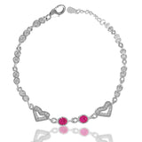 Taraash 925 Silver Lovely Heart White and Pink CZ Bracelet For Women - Taraash