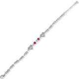 Taraash 925 Silver Lovely Heart White and Pink CZ Bracelet For Women - Taraash