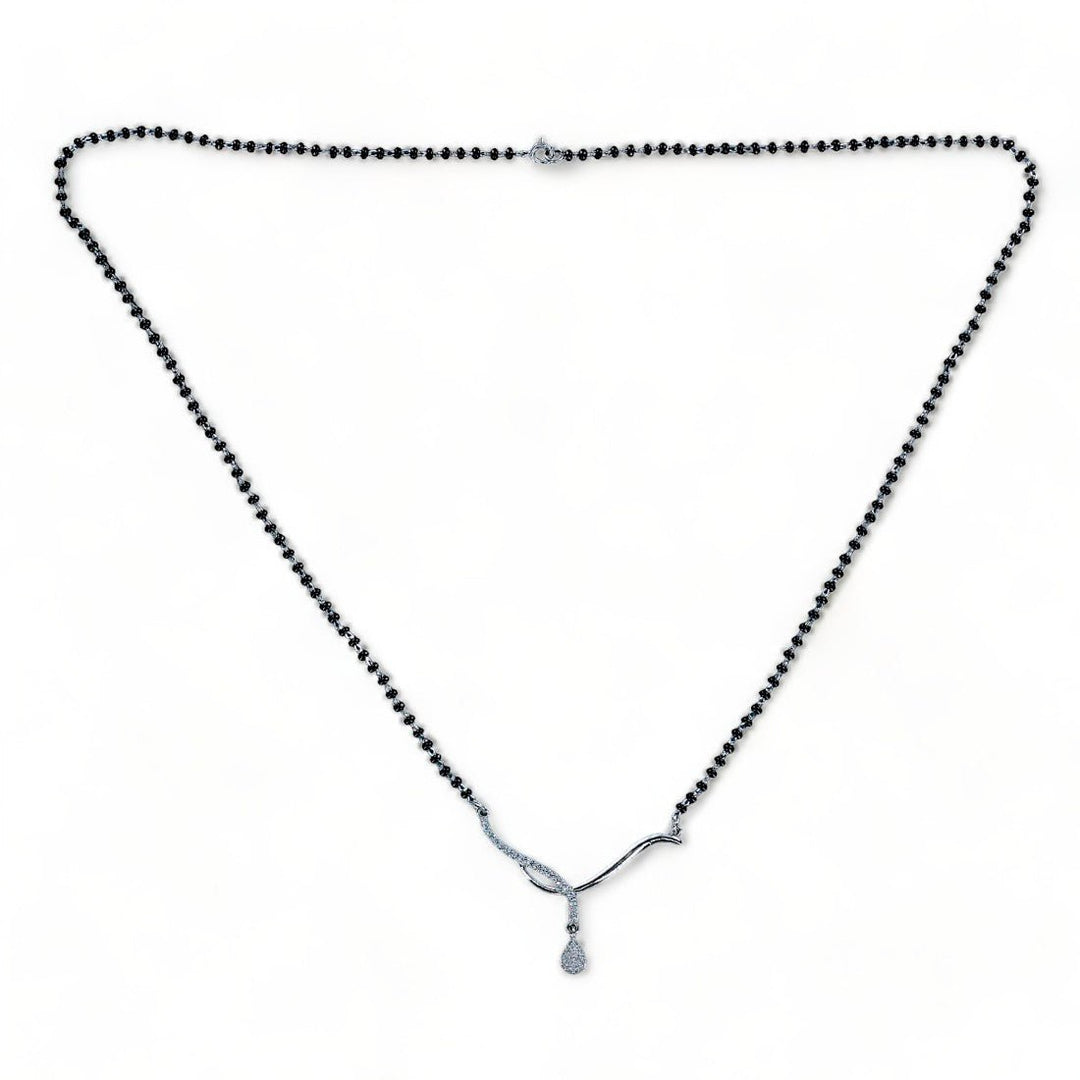 Taraash 925 Silver Mangalsutra Design with Black Beads & Cz - Taraash