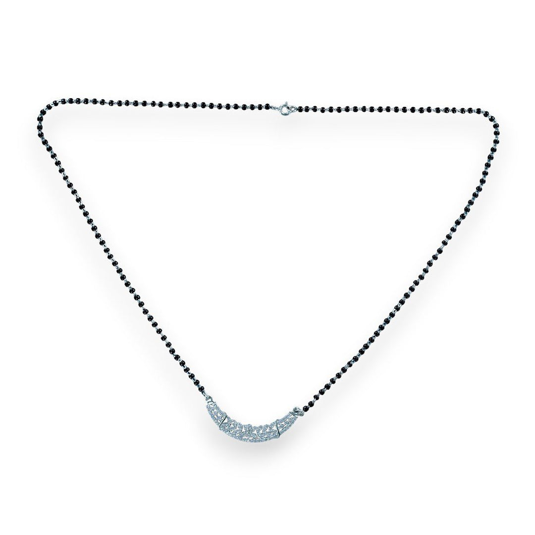 Taraash 925 Silver Mangalsutra with Black Beads & CZ Stones - Taraash