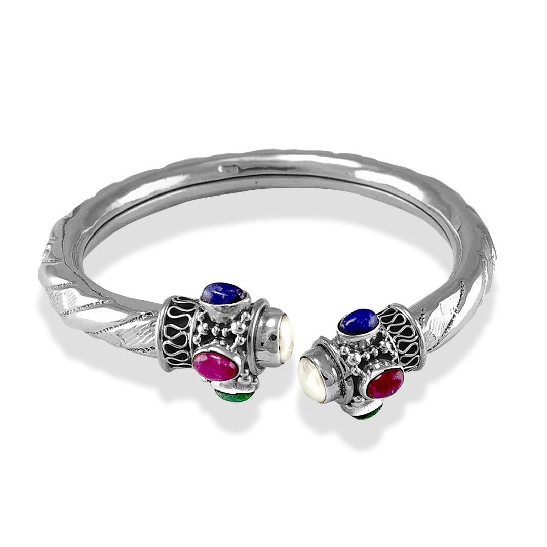 Taraash 925 Silver Multicolor stone Bangle for Women - Taraash