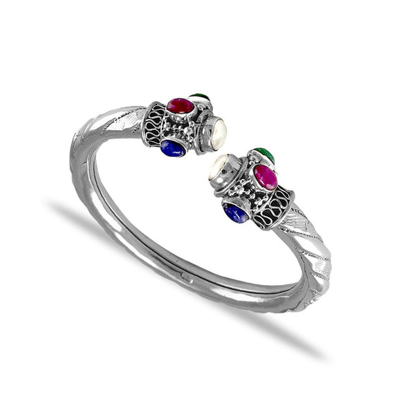 Taraash 925 Silver Multicolor stone Bangle for Women - Taraash