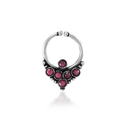 Taraash 925 Silver Non Pierced Red CZ Septum Nose Ring Women - Taraash