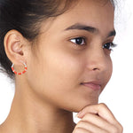 Load image into Gallery viewer, Taraash 925 Silver Orange Enamel Hoop Earring For Women - Taraash