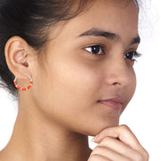 Taraash 925 Silver Orange Enamel Hoop Earring For Women - Taraash