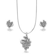 Taraash 925 Silver Peacock Design Pendant Set for Women - Taraash