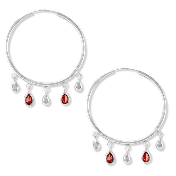Taraash 925 Silver Pearl Drop Design Red CZ Earring For Women - Taraash
