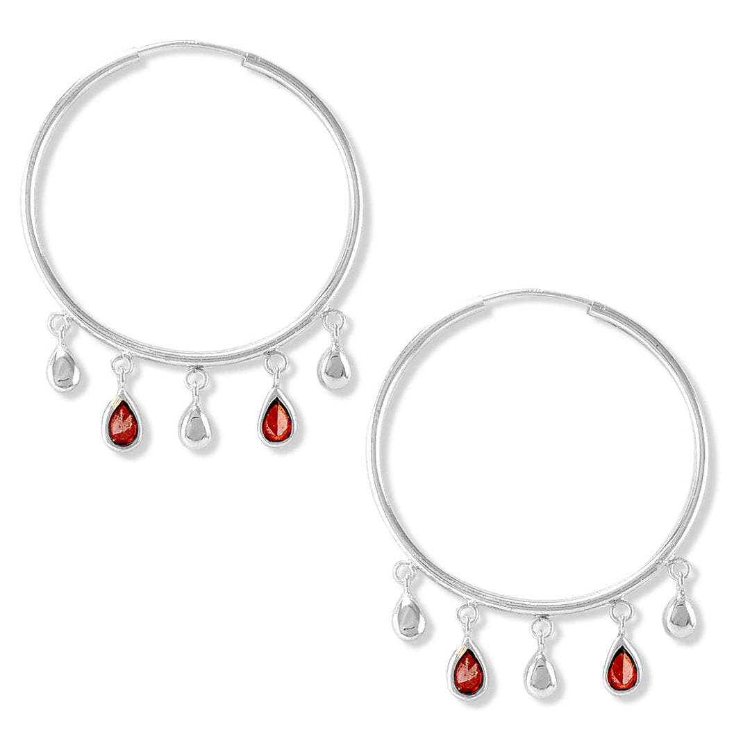 Taraash 925 Silver Pearl Drop Design Red CZ Earring For Women - Taraash