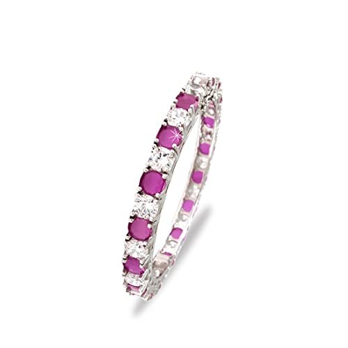 Taraash 925 Silver Pink and White Cz Matrix Tennis Bangle - Taraash