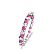 Taraash 925 Silver Pink and White Cz Matrix Tennis Bangle - Taraash