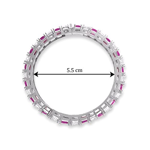 Taraash 925 Silver Pink and White Cz Matrix Tennis Bangle - Taraash