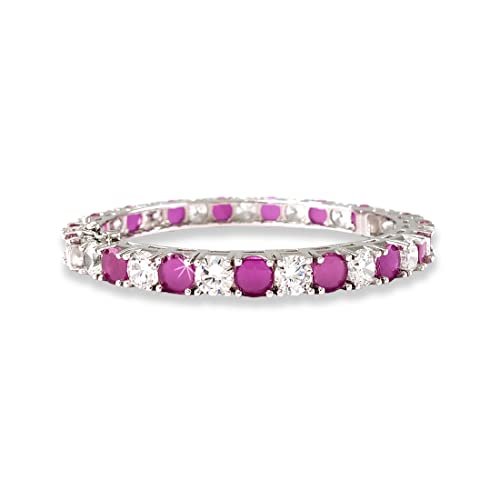 Taraash 925 Silver Pink and White Cz Matrix Tennis Bangle - Taraash
