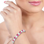 Load image into Gallery viewer, Taraash 925 Silver Pink and White Cz Matrix Tennis Bangle - Taraash