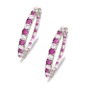Taraash 925 Silver Pink and White Cz Matrix Tennis Bangles (Set of 2) - Taraash