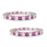 Taraash 925 Silver Pink and White Cz Matrix Tennis Bangles (Set of 2) - Taraash