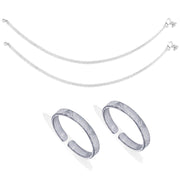 Taraash 925 Silver Plain Design Combo of Anklet and Toe Ring COMBO ANTR 146 - Taraash