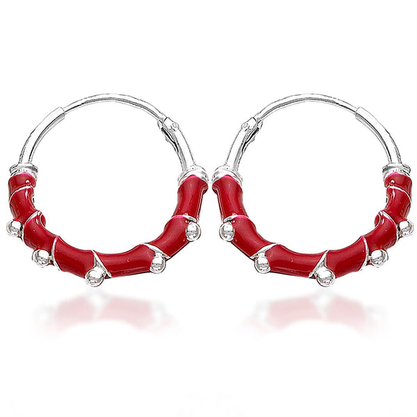 Taraash 925 Silver Red Enamel Hoop Earring For Women - Taraash
