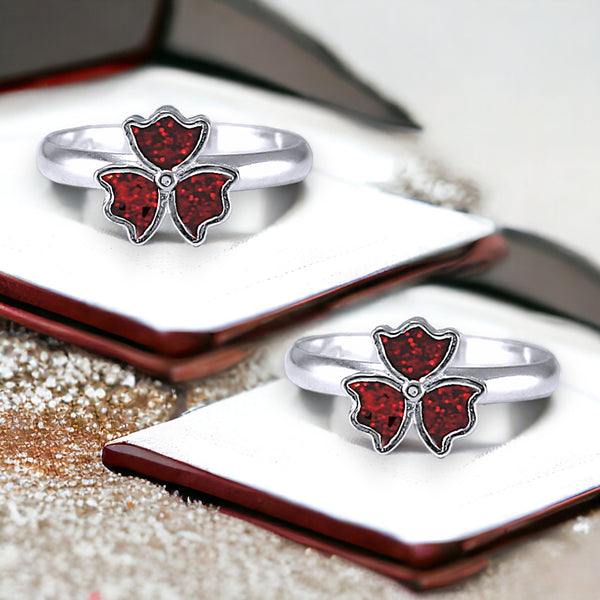 Taraash 925 Silver Red Enamel Toe Rings For Women - Taraash