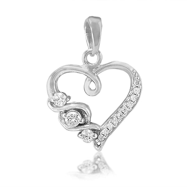 Taraash 925 Silver Romantic CZ Heart Pendant for Women - Taraash