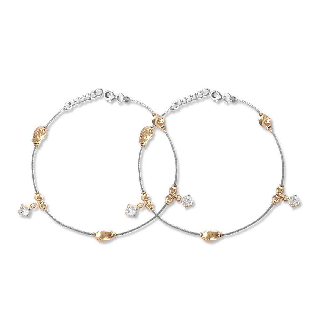 Taraash 925 Silver Rose Gold Plated Beads Silver Anklet For Women - Taraash