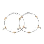 Taraash 925 Silver Rose Gold Plated Beads Silver Anklet For Women - Taraash