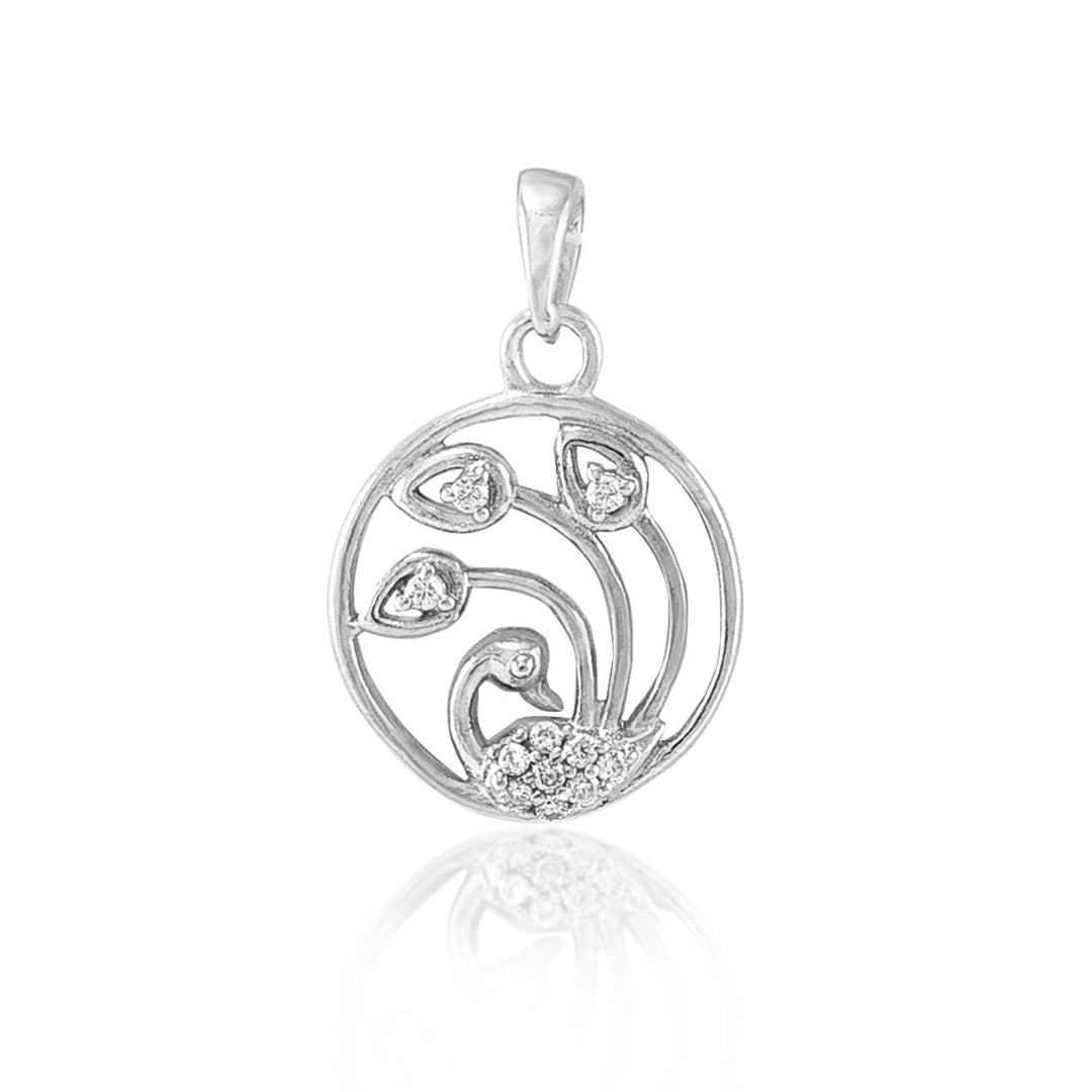 Taraash 925 Silver Round Peacock Design Pendant with Chain - Taraash
