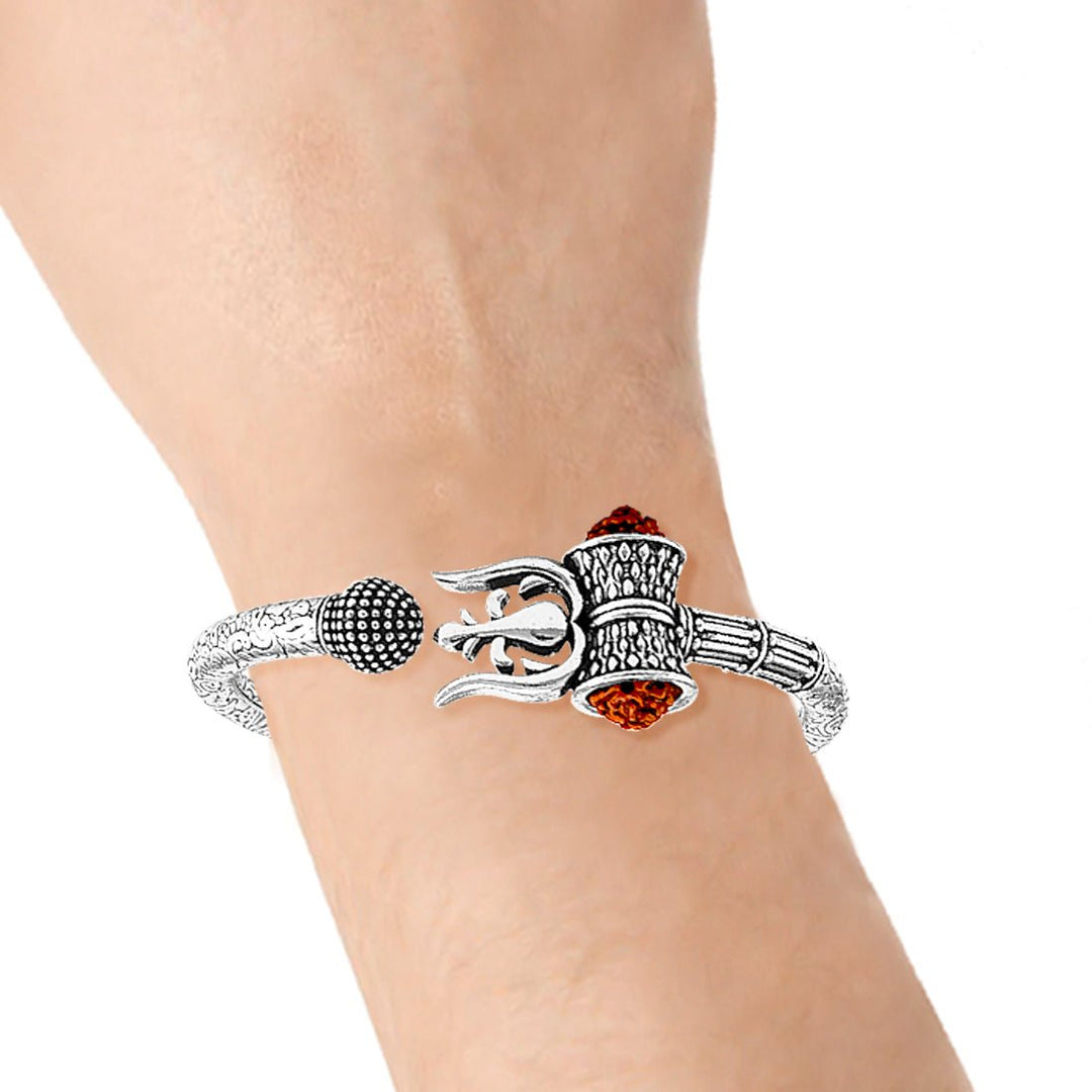 Taraash 925 Silver Shivji Rudraksha Kada For Men - Taraash