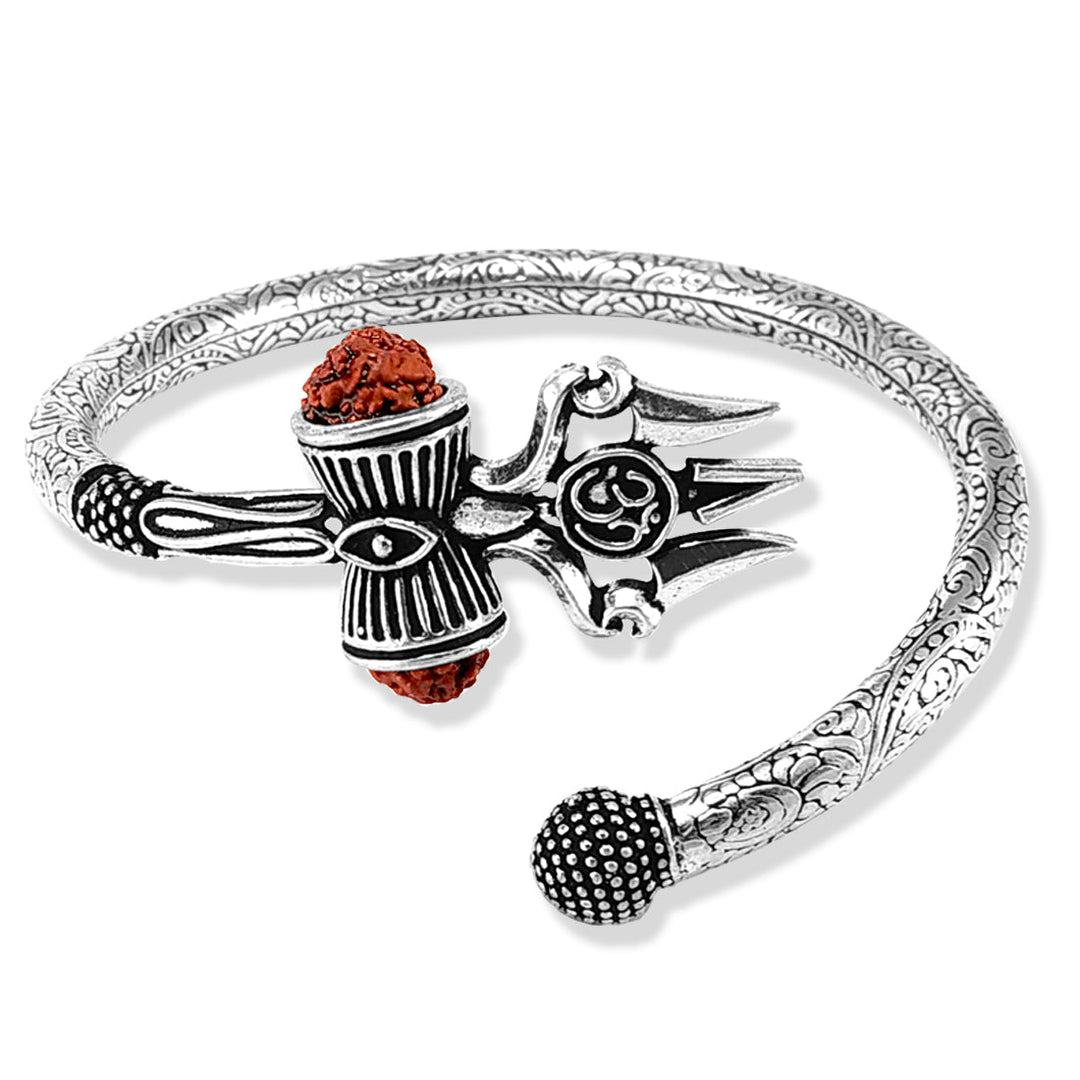 Taraash 925 Silver Shivji Trishul Damroo Kada For Men - Taraash